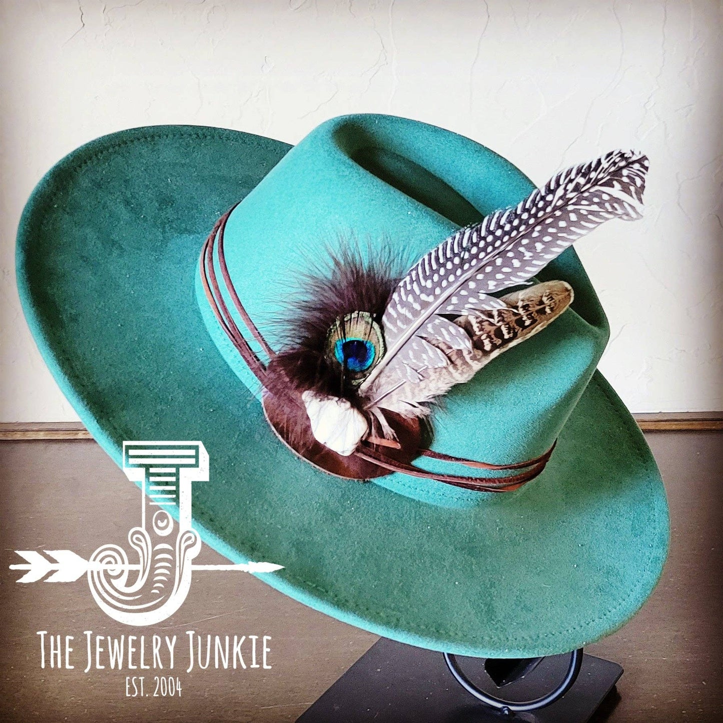 Boho Western Hat w/ Choice of Turquoise Hat Accent-Sage