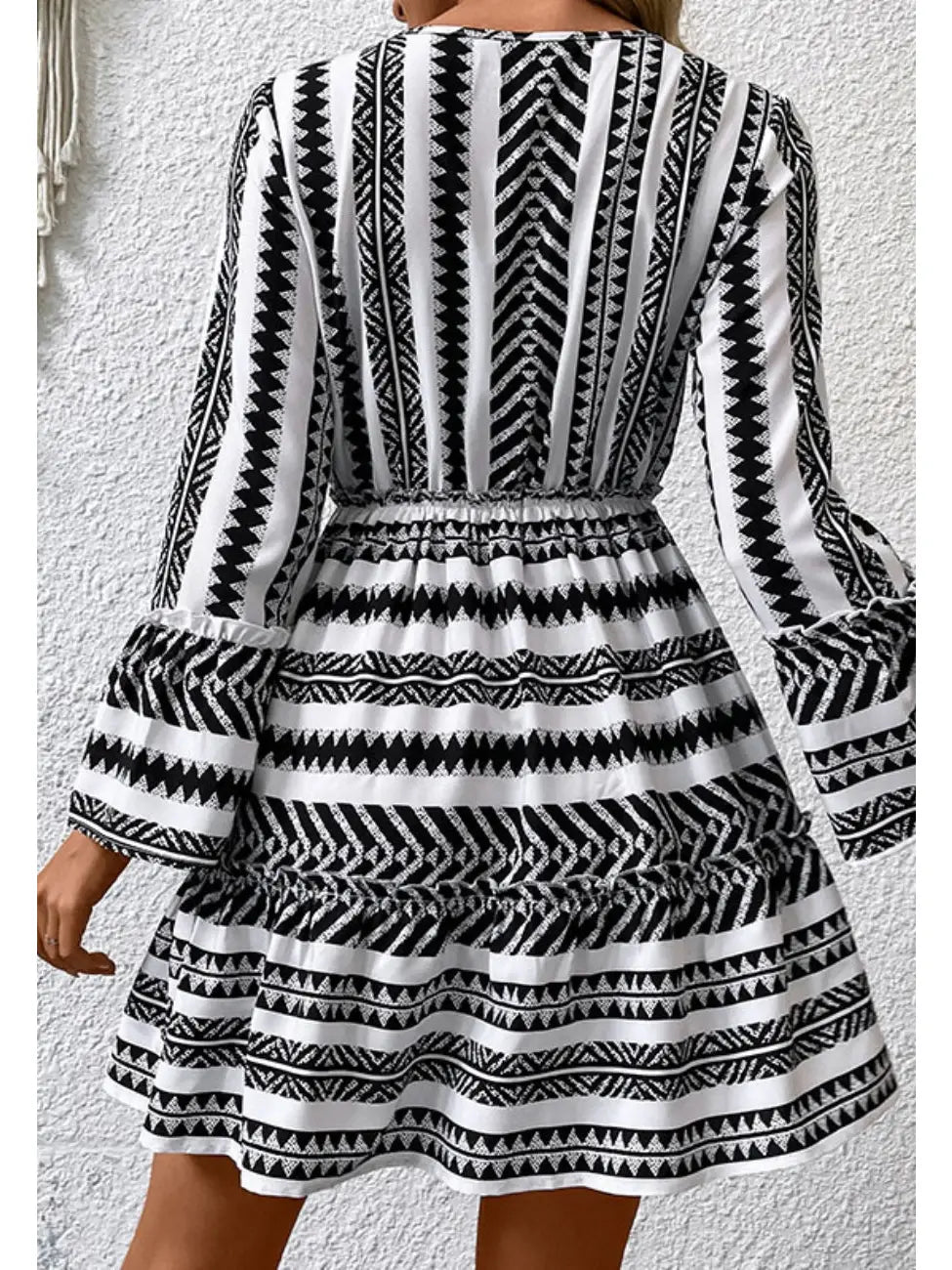 Aztec Print Bell Sleeve Dress
