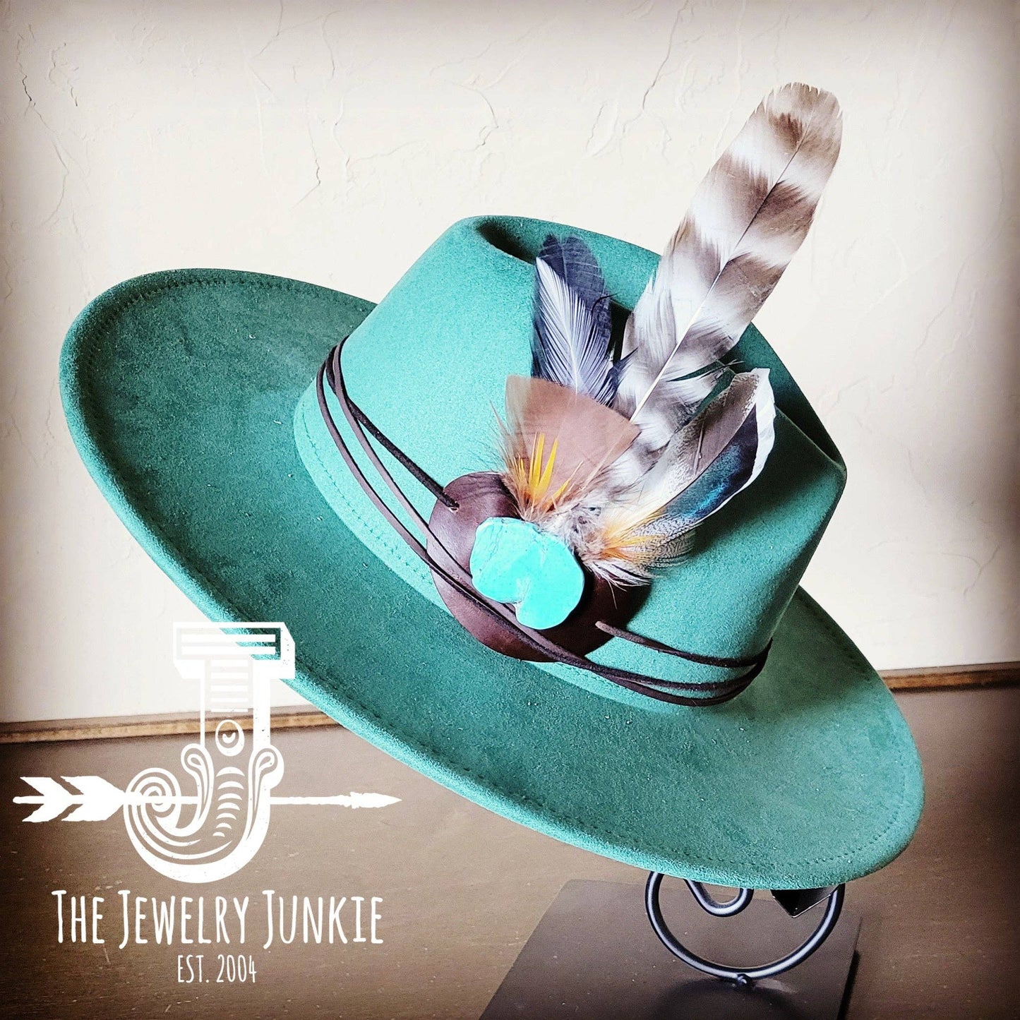 Boho Western Hat w/ Choice of Turquoise Hat Accent-Sage
