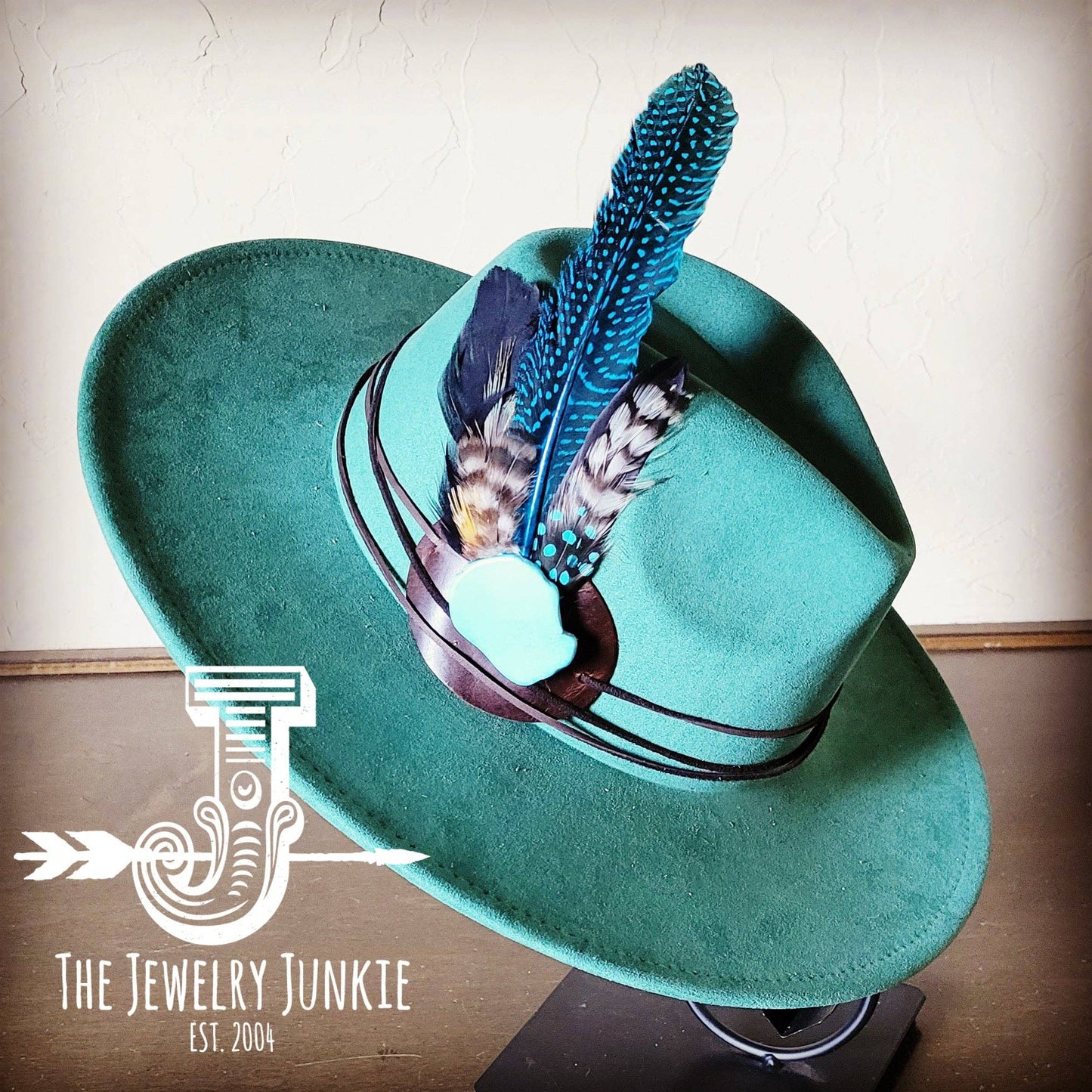 Boho Western Hat w/ Choice of Turquoise Hat Accent-Sage