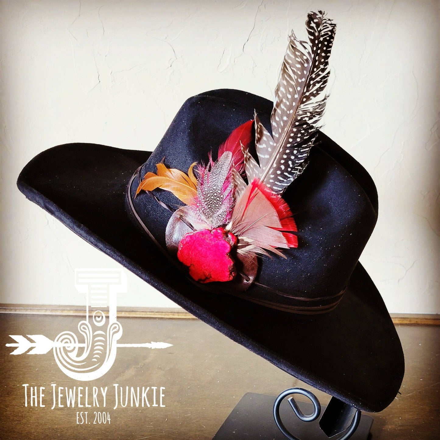 Boho Western Hat w/ Choice of Turquoise Hat Band-Black