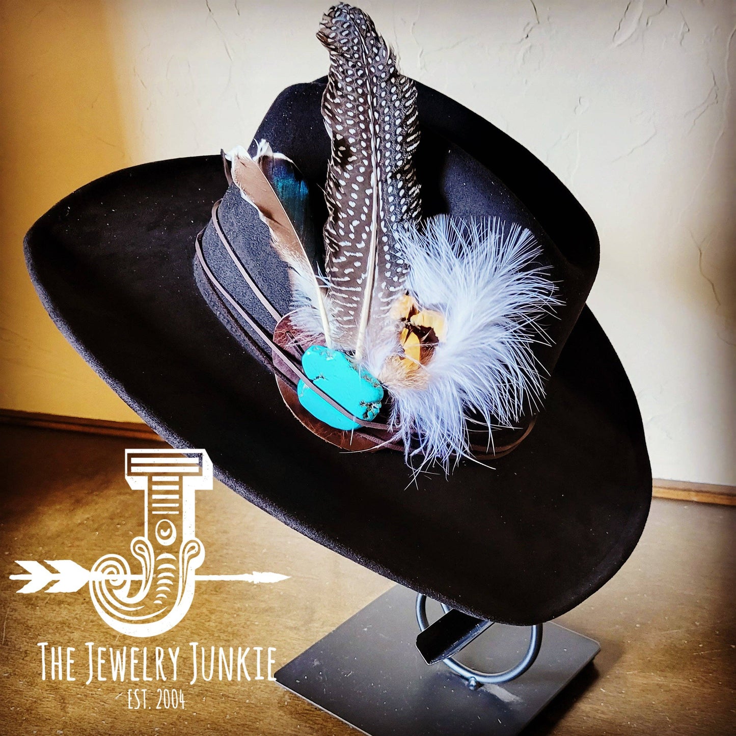 Boho Western Hat w/ Choice of Turquoise Hat Band-Black