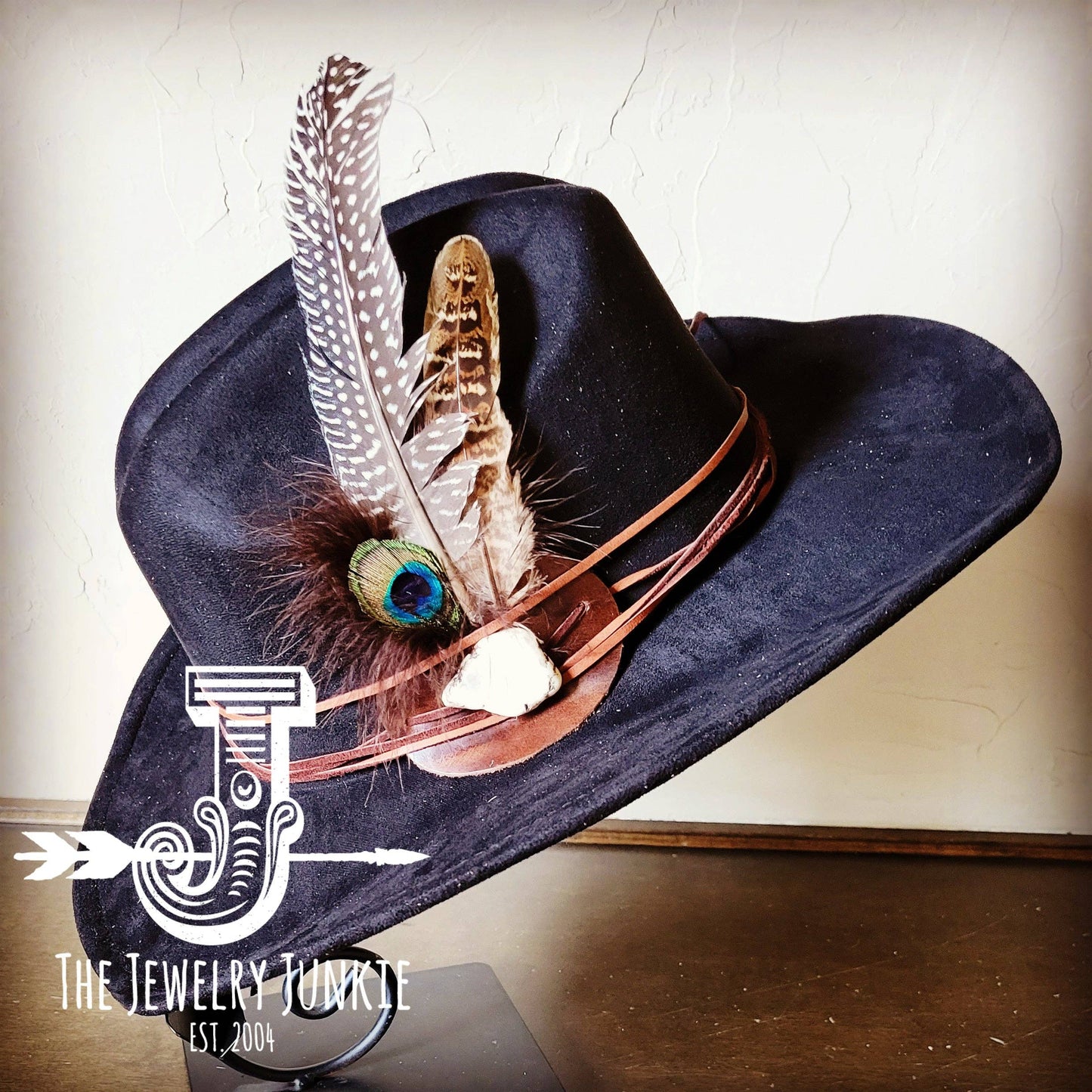 Boho Western Hat w/ Choice of Turquoise Hat Band-Black
