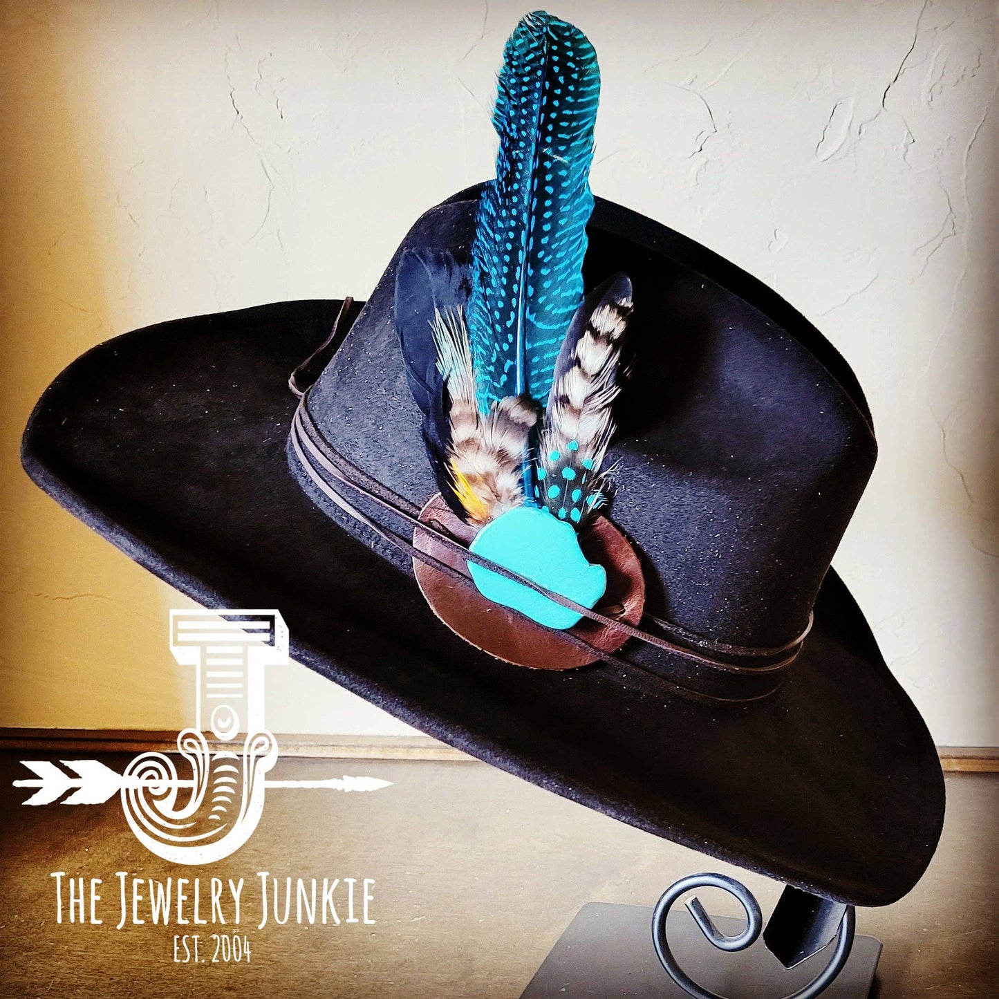 Boho Western Hat w/ Choice of Turquoise Hat Band-Black
