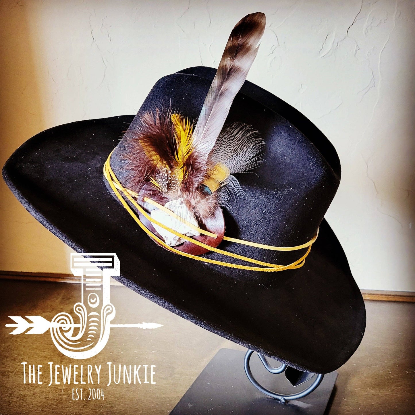 Boho Western Hat w/ Choice of Turquoise Hat Band-Black