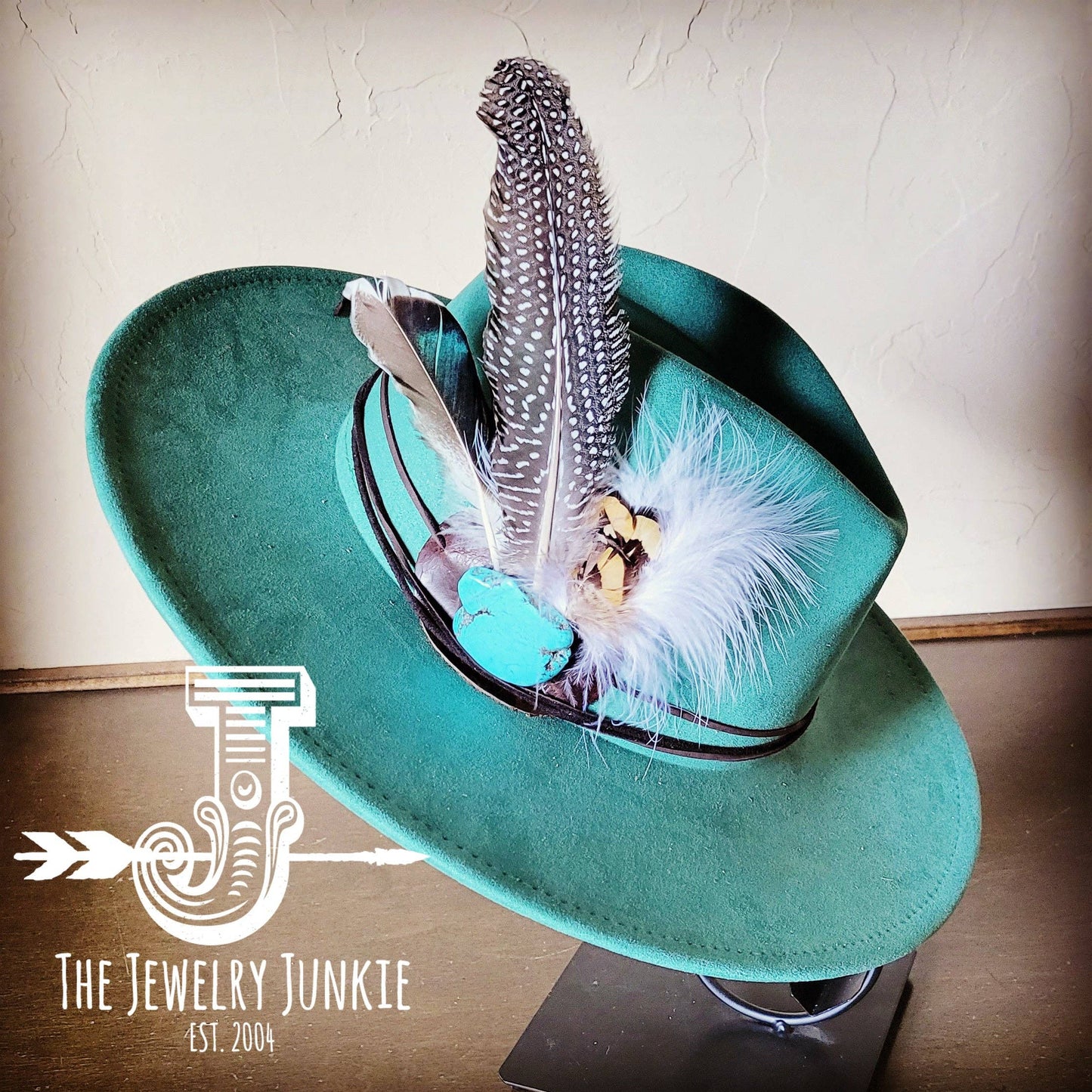 Boho Western Hat w/ Choice of Turquoise Hat Accent-Sage