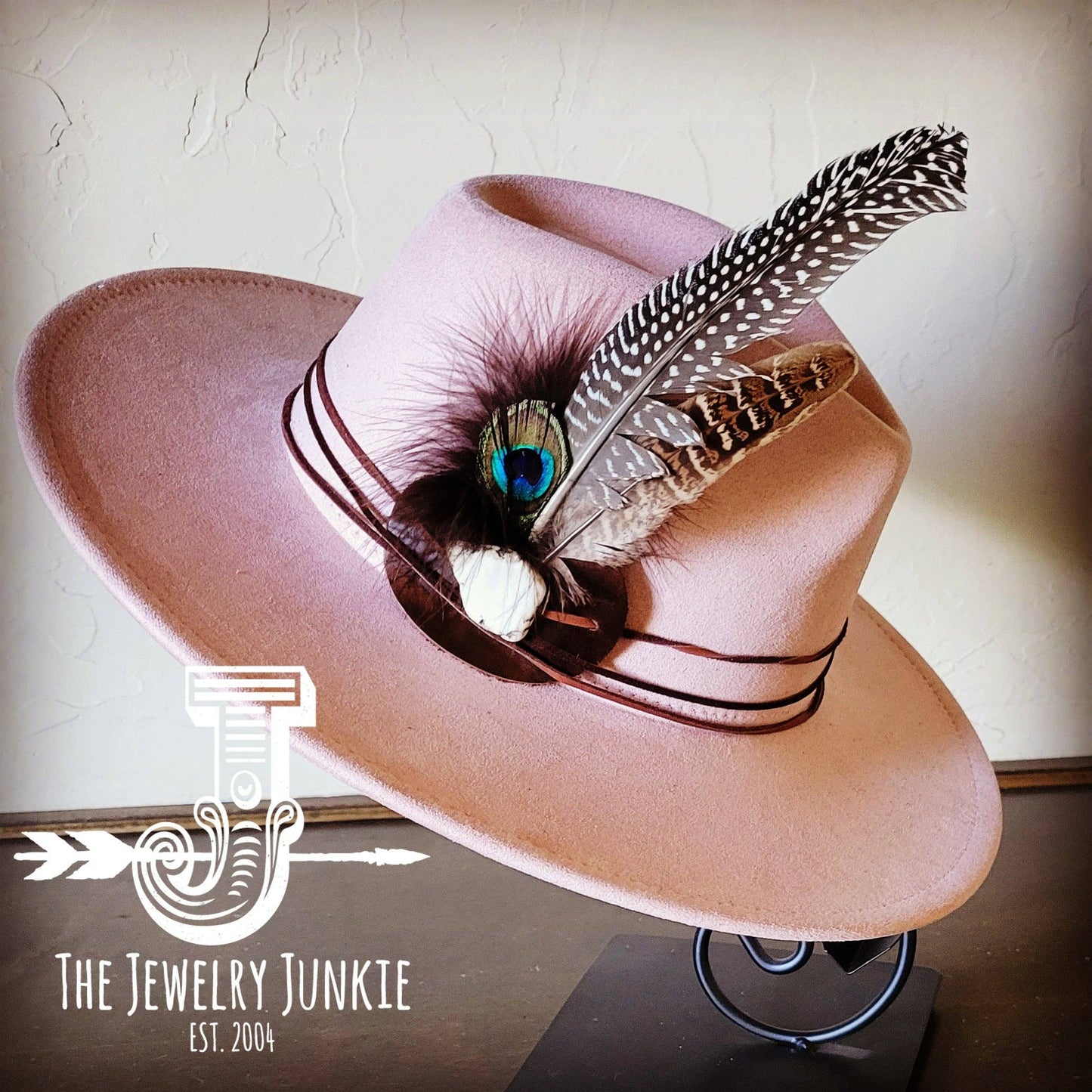 Boho Western Hat & Choice of Turquoise Hat Accent-Blush