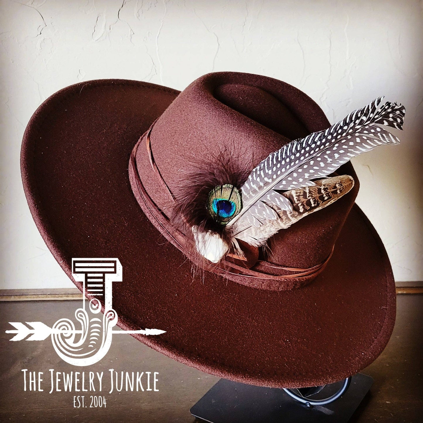 Boho Western Hat & Choice of Turquoise Hat Accent-Brown