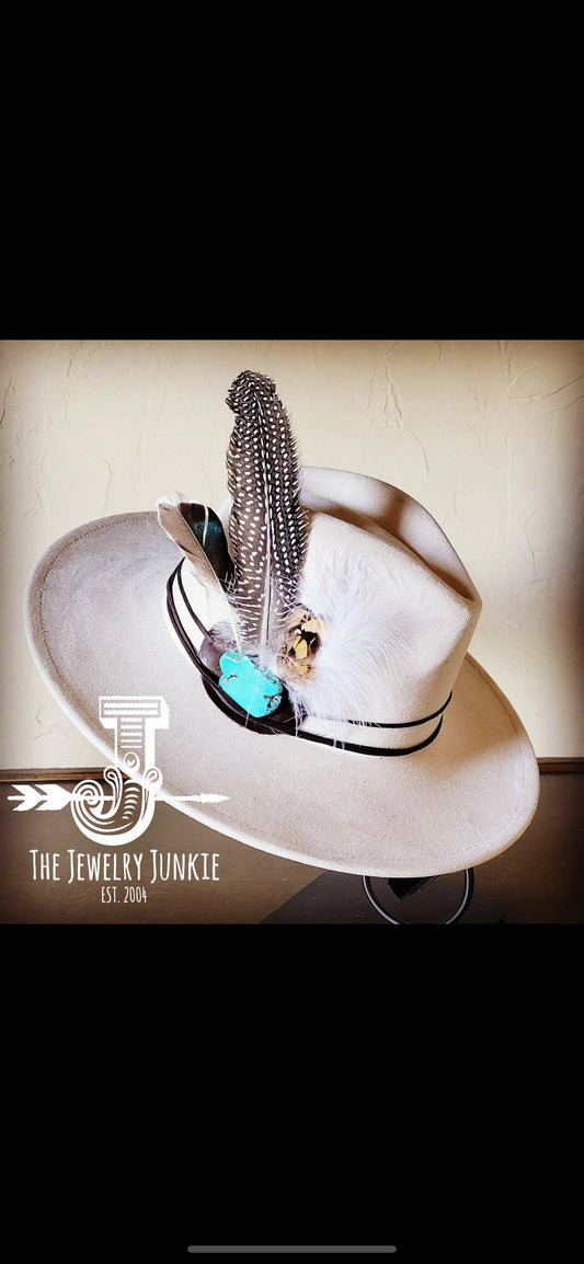 Boho Western Hat w/ Choice of Turquoise Hat Accent-Bone 981c