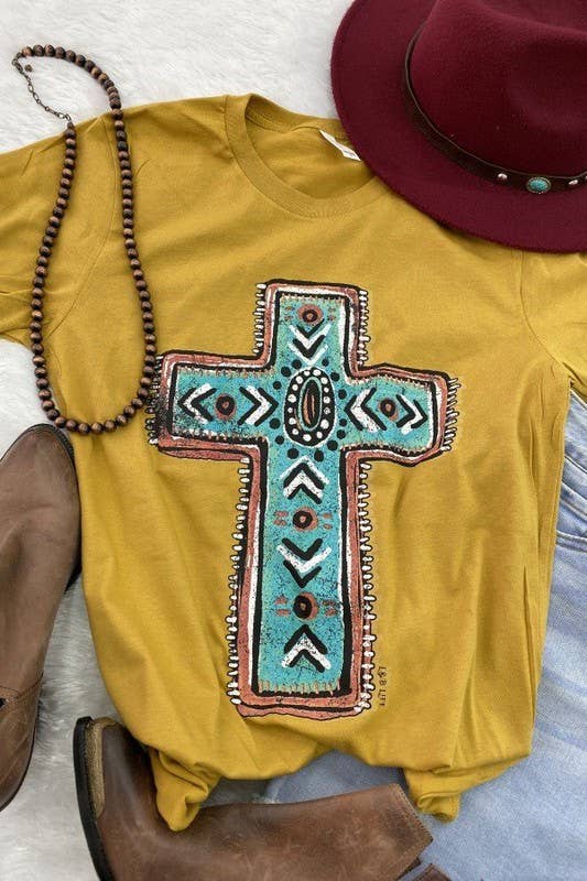 Bella Canvas Turquoise Cross, Faith, Religion