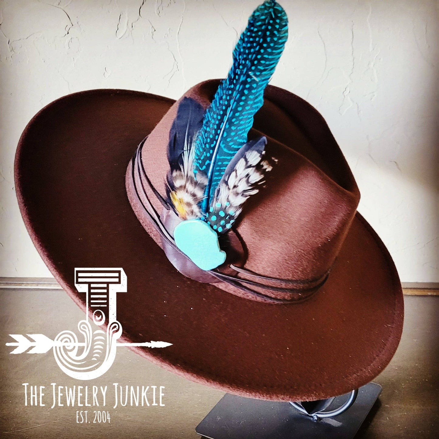 Boho Western Hat & Choice of Turquoise Hat Accent-Brown