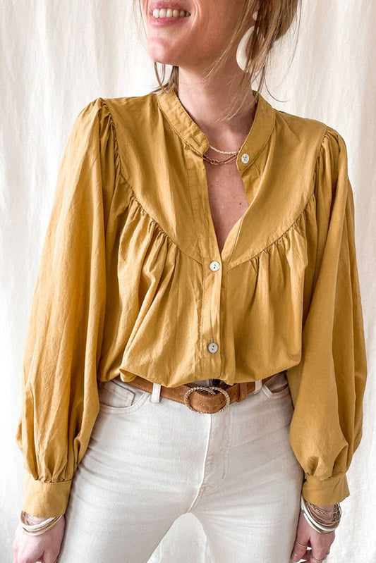 Western Puff Sleeve Buttoned Shirt