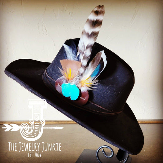 Boho Western Hat w/ Choice of Turquoise Hat Band-Black