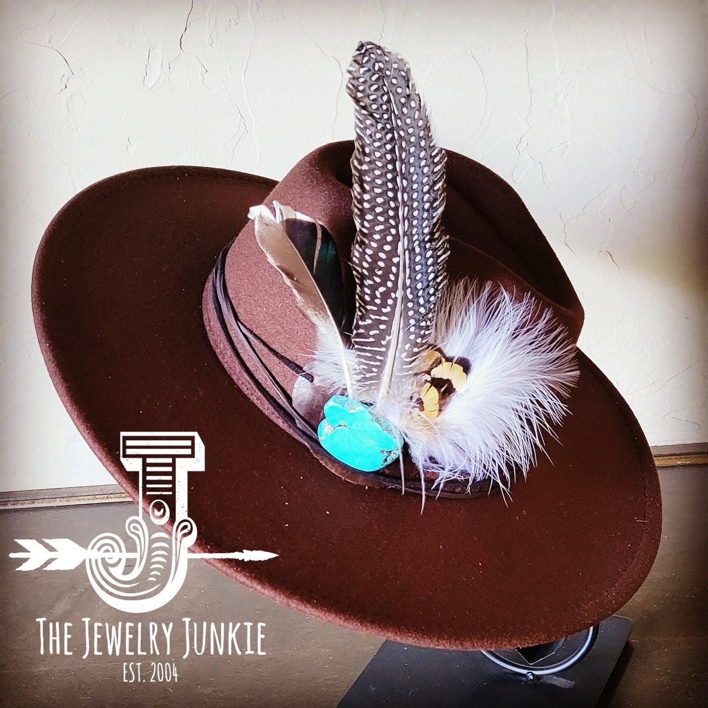 Boho Western Hat & Choice of Turquoise Hat Accent-Brown